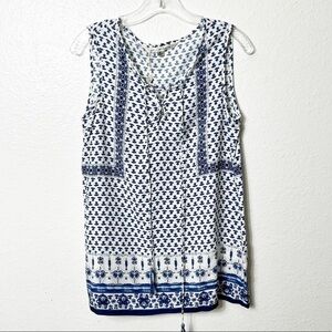 MAX STUDIO WOMEN SLEEVELESS BLUE WHITE BLOUSE 100% RAYON NEW WITH TAGS SMALL